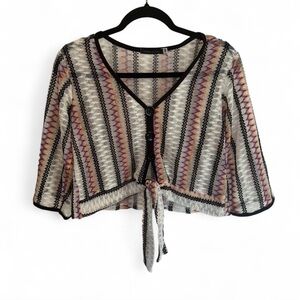 Patterned Sheer Cropped Cardigan